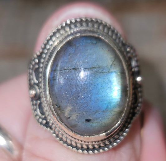 Sterling Silver Rings - Labradorite, Size 7.5