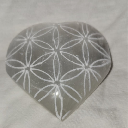 Etched Selenite Heart