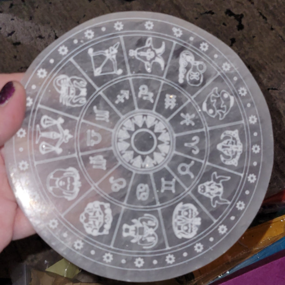 Selenite Astrology Plate